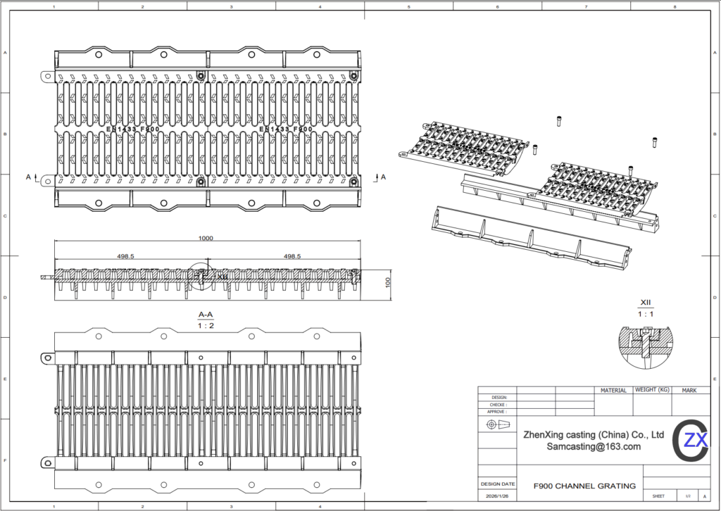 Enhanced design for F900 Channel Grating-Drainage systems f900 channel grating